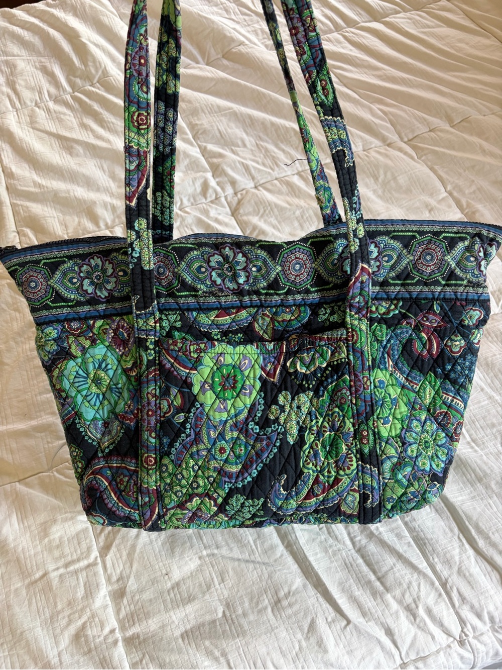 Vera Bradley Quilted Paisley Tote Bag in Green and Blue